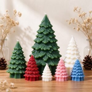Flameless Christmas Tree Scented Candle - Holiday Aromatherapy Wax Gift, 3 Sizes, 8 Colors